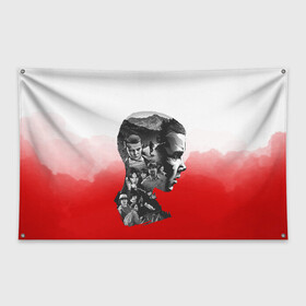 Флаг-баннер с принтом ОЧЕНЬ СТРАННЫЕ ДЕЛА в Ухте, 100% полиэстер | размер 67 х 109 см, плотность ткани — 95 г/м2; по краям флага есть четыре люверса для крепления | 011 | down | eleven | netflix | season | series | strange | stranger | things | upside | дела | дина | загадочные | монстр | монстры | одиннадцать | очень | сезон | сериал | сериалы | события | странные | ужасы