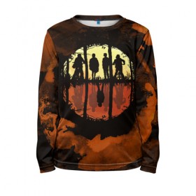 Детский лонгслив 3D с принтом STRANGER THINGS в Ухте, 100% полиэстер | длинные рукава, круглый вырез горловины, полуприлегающий силуэт
 | 011 | down | eleven | netflix | season | series | strange | stranger | things | upside | дела | дина | загадочные | монстр | монстры | одиннадцать | очень | сезон | сериал | сериалы | события | странные | ужасы