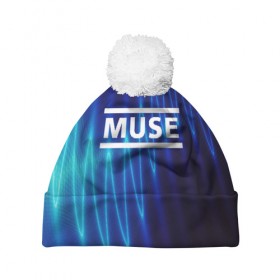 Шапка 3D c помпоном с принтом MUSE в Ухте, 100% полиэстер | универсальный размер, печать по всей поверхности изделия | muse | rock | рок