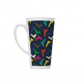 Кружка Латте с принтом Пистолеты в Ухте, Белая керамика | Объем 480 мл; Высота 150 мм; Диаметр 90 мм | 