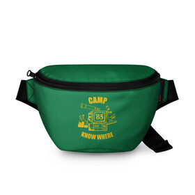 Поясная сумка 3D с принтом CAMP KNOW WHERE в Ухте, 100% полиэстер | плотная ткань, ремень с регулируемой длиной, внутри несколько карманов для мелочей, основное отделение и карман с обратной стороны сумки застегиваются на молнию | 80 е | 85 | camp know where | camp nowhere | dustin | netflix | stranger things | дастин | кепка дастина | нетфликс | очень странные дела