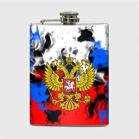 Фляга с принтом RUSSIA Flame Collection в Ухте, металлический корпус | емкость 0,22 л, размер 125 х 94 мм. Виниловая наклейка запечатывается полностью | Тематика изображения на принте: fire | flame | russia | sport | tricolor | герб | огонь | патриот | патриотизм | пламя | россия | спорт | триколор | флаг россии
