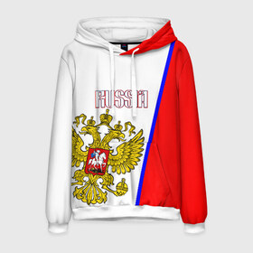 Мужская толстовка 3D с принтом Russia Sport в Ухте, 100% полиэстер | двухслойный капюшон со шнурком для регулировки, мягкие манжеты на рукавах и по низу толстовки, спереди карман-кенгуру с мягким внутренним слоем. | russia | sport | tricolor | герб | надпись | патриот | патриотизм | россия | спорт | триколор | флаг россии
