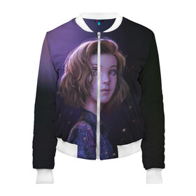 Женский бомбер 3D с принтом Babe в Ухте, 100% полиэстер | застегивается на молнию, по бокам два кармана без застежек, мягкие манжеты, по низу бомбера и на воротнике — эластичная резинка | stranger things | очень странные дела