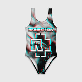 Детский купальник 3D с принтом RAMMSTEIN в Ухте, Полиэстер 85%, Спандекс 15% | Слитный крой, подклад по переду изделия, узкие бретели | lindemann | rammstein | рамштайн | тилль линдеманн