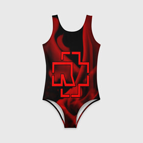 Детский купальник 3D с принтом RAMMSTEIN в Ухте, Полиэстер 85%, Спандекс 15% | Слитный крой, подклад по переду изделия, узкие бретели | lindemann | rammstein | рамштайн | тилль линдеманн