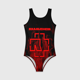 Детский купальник 3D с принтом RAMMSTEIN в Ухте, Полиэстер 85%, Спандекс 15% | Слитный крой, подклад по переду изделия, узкие бретели | lindemann | rammstein | рамштайн | тилль линдеманн