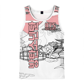 Мужская майка 3D с принтом BTS в Ухте, 100% полиэстер | круглая горловина, приталенный силуэт, длина до линии бедра. Пройма и горловина окантованы тонкой бейкой | Тематика изображения на принте: bangtan | bighit | boy | fake love | j hope | jimin | jin | jungkook | korea | kpop | live | luv | mic drop | rm | suga | v | with | бтс | кей | поп