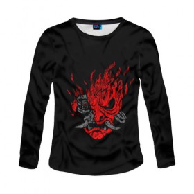 Женский лонгслив 3D с принтом SAMURAI KEANU REEVES в Ухте, 100% полиэстер | длинные рукава, круглый вырез горловины, полуприлегающий силуэт | 2019 | cyberpunk 2077 | future | hack | keanu reeves | night city | samurai | sci fi | trauma team | v | киану ривз | киберпанк 2077 | логотип | роботы | самураи | фантастика