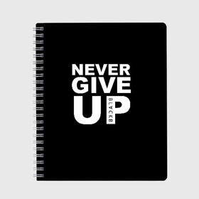 Тетрадь с принтом NEVER GIVE UP САЛАХ в Ухте, 100% бумага | 48 листов, плотность листов — 60 г/м2, плотность картонной обложки — 250 г/м2. Листы скреплены сбоку удобной пружинной спиралью. Уголки страниц и обложки скругленные. Цвет линий — светло-серый
 | liverpool | never give up | salah | ливерпуль | салах