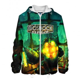 Мужская куртка 3D с принтом BIOSHOCK в Ухте, ткань верха — 100% полиэстер, подклад — флис | прямой крой, подол и капюшон оформлены резинкой с фиксаторами, два кармана без застежек по бокам, один большой потайной карман на груди. Карман на груди застегивается на липучку | Тематика изображения на принте: bioshock | bioshock infinite | биошок | букер | элизабет