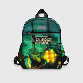 Детский рюкзак 3D с принтом BIOSHOCK в Ухте, 100% полиэстер | лямки с регулируемой длиной, сверху петелька, чтобы рюкзак можно было повесить на вешалку. Основное отделение закрывается на молнию, как и внешний карман. Внутри дополнительный карман. По бокам два дополнительных кармашка | bioshock | bioshock infinite | биошок | букер | элизабет