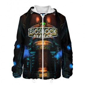 Мужская куртка 3D с принтом BIOSHOCK в Ухте, ткань верха — 100% полиэстер, подклад — флис | прямой крой, подол и капюшон оформлены резинкой с фиксаторами, два кармана без застежек по бокам, один большой потайной карман на груди. Карман на груди застегивается на липучку | Тематика изображения на принте: bioshock | bioshock infinite | биошок | букер | элизабет