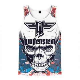 Мужская майка 3D с принтом Wolfenstein в Ухте, 100% полиэстер | круглая горловина, приталенный силуэт, длина до линии бедра. Пройма и горловина окантованы тонкой бейкой | castle | the new order | wolfenstein | би джей | бласковиц | боевик | волчий | вольфенштейн | иззи | камень | новый порядок | стелс | уильям | фюрер | экшен