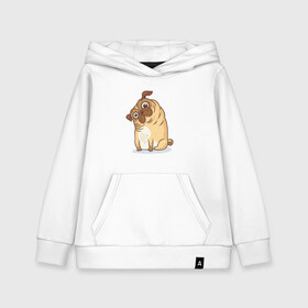 Детская толстовка хлопок с принтом Удивленный мопс в Ухте, 100% хлопок | Круглый горловой вырез, эластичные манжеты, пояс, капюшен | Тематика изображения на принте: dog | pug | мопс | пес | псина | собака | собачка | удивление