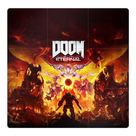 Магнитный плакат 3Х3 с принтом DOOM Eternal в Ухте, Полимерный материал с магнитным слоем | 9 деталей размером 9*9 см | 2019 | bethesda | demon | doom | eternal | ethernal | game | games | logo | monster | runes | демон | дум | дуум | етернал | игра | игры | какодемон | кровь | лого | логотип | монстр | монстры | руны | символ | этернал