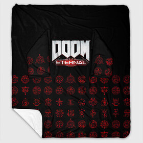 Плед с рукавами с принтом DOOM Eternal в Ухте, 100% полиэстер | Закругленные углы, все края обработаны. Ткань не мнется и не растягивается. Размер 170*145 | 2019 | bethesda | demon | doom | eternal | ethernal | game | games | logo | monster | runes | демон | дум | дуум | етернал | игра | игры | какодемон | кровь | лого | логотип | монстр | монстры | руны | символ | этернал