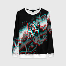 Женский свитшот 3D с принтом WATCH DOGS в Ухте, 100% полиэстер с мягким внутренним слоем | круглый вырез горловины, мягкая резинка на манжетах и поясе, свободная посадка по фигуре | ded sec | hacker | legion | watch dogs | watch dogs 2 | watch dogs legion | легион | хакер