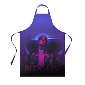 Фартук 3D с принтом ALEKSEEV в Ухте, 100% полиэстер | общий размер — 65 х 85 см, ширина нагрудника — 26 см, горловина — 53 см, длина завязок — 54 см, общий обхват в поясе — 173 см. Принт на завязках и на горловине наносится с двух сторон, на основной части фартука — только с внешней стороны | alekseev | алексеев | моязвезда | певец | целуй