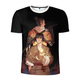 Мужская футболка 3D спортивная с принтом SDT в Ухте, 100% полиэстер с улучшенными характеристиками | приталенный силуэт, круглая горловина, широкие плечи, сужается к линии бедра | sekiro | shadows die twice | секиро | сэкиро