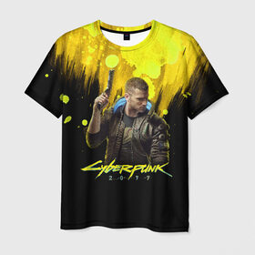 Мужская футболка 3D с принтом CYBERPUNK 2077 в Ухте, 100% полиэфир | прямой крой, круглый вырез горловины, длина до линии бедер | Тематика изображения на принте: 2077 | cyber | cyberpunk | demon | glitch | keanu | logo | punk | reeves | samurai | symbol | team | trauma | глитч | демон | киану | кибер | киберпанк | клан | лого | логотип | огонь | панк | ривз | самурай | символ
