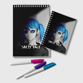 Блокнот с принтом Sally face в Ухте, 100% бумага | 48 листов, плотность листов — 60 г/м2, плотность картонной обложки — 250 г/м2. Листы скреплены удобной пружинной спиралью. Цвет линий — светло-серый
 | Тематика изображения на принте: sally face | маска | сали | салли | салли кромсалли | фейс | фишер