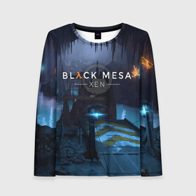 Женский лонгслив 3D с принтом HALF-LIFE - Black Mesa: XEN в Ухте, 100% полиэстер | длинные рукава, круглый вырез горловины, полуприлегающий силуэт | black | counter | csgo | freeman | gordon | half | half life | halflife | lambda | life | logo | mesa | portal | strike | xen | гордон | контр | лайф | лого | портал | символ | страйк | фримен | халф | халф лайф | халфлайф