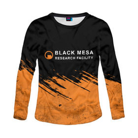 Женский лонгслив 3D с принтом BLACK MESA (Half-Life) в Ухте, 100% полиэстер | длинные рукава, круглый вырез горловины, полуприлегающий силуэт | black | counter | csgo | freeman | gordon | half | half life | halflife | lambda | life | logo | mesa | portal | strike | xen | гордон | контр | лайф | лого | портал | символ | страйк | фримен | халф | халф лайф | халфлайф