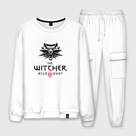 Мужской костюм хлопок с принтом THE WITCHER 3WILD HUNT в Ухте, 100% хлопок | на свитшоте круглая горловина, мягкая резинка по низу. Брюки заужены к низу, на них два вида карманов: два “обычных” по бокам и два объемных, с клапанами, расположенные ниже линии бедра. Брюки с мягкой трикотажной резинкой на поясе и по низу штанин. В поясе для дополнительного комфорта — широкие завязки | cd projekt red | ciri | game | geralt | geralt of rivia | gwynbleidd | the witcher | the witcher 3: wild hunt | ведьмак | ведьмак 3: дикая охота | геральт | геральт из ривии | цири | цирилла