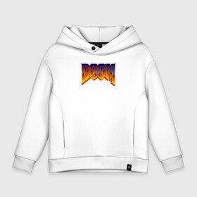 Детское худи Oversize хлопок с принтом DOOM в Ухте, френч-терри — 70% хлопок, 30% полиэстер. Мягкий теплый начес внутри —100% хлопок | боковые карманы, эластичные манжеты и нижняя кромка, капюшон на магнитной кнопке | doom | doom eternal | дум