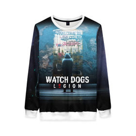 Женский свитшот 3D с принтом WATCH DOGS LEGION в Ухте, 100% полиэстер с мягким внутренним слоем | круглый вырез горловины, мягкая резинка на манжетах и поясе, свободная посадка по фигуре | ded sec | fox | hacker | legion | watch dogs | watch dogs 2 | watch dogs legion | легион | хакер