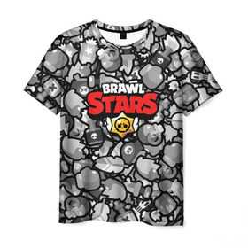 Мужская футболка 3D с принтом BRAWL STARS в Ухте, 100% полиэфир | прямой крой, круглый вырез горловины, длина до линии бедер | android | brawl stars | colt | crow | games | leon | penny | poco. | shelly | spike | wanted | брав | бравл старс | звезды | игры | мобильные игры | старс