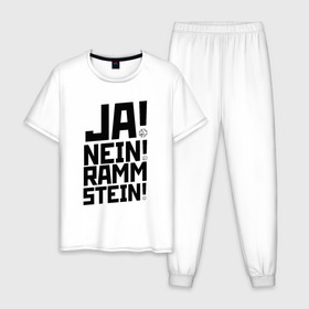 Мужская пижама хлопок с принтом RAMMSTEIN (НА СПИНЕ) в Ухте, 100% хлопок | брюки и футболка прямого кроя, без карманов, на брюках мягкая резинка на поясе и по низу штанин
 | rammstein | рамштайн