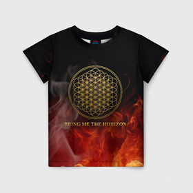 Детская футболка 3D с принтом BRING ME THE HORIZON в Ухте, 100% гипоаллергенный полиэфир | прямой крой, круглый вырез горловины, длина до линии бедер, чуть спущенное плечо, ткань немного тянется | bmth | bring me the horizon