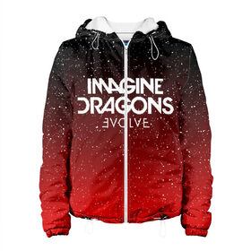 Женская куртка 3D с принтом IMAGINE DRAGONS в Ухте, ткань верха — 100% полиэстер, подклад — флис | прямой крой, подол и капюшон оформлены резинкой с фиксаторами, два кармана без застежек по бокам, один большой потайной карман на груди. Карман на груди застегивается на липучку | evolve | id | imagine dragons | драконы | ид