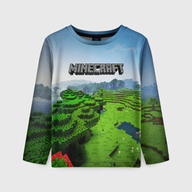 Детский лонгслив 3D с принтом MINECRAFT в Ухте, 100% полиэстер | длинные рукава, круглый вырез горловины, полуприлегающий силуэт
 | craft | creeper | dungeon | dungeons | earth | game | logo | mine | minecraft | mobile | online | дунгеонс | земля | зомби | игра | крипер | лого | майкрафт | майнкрафт | мобайл | онлайн | подземелье | подземелья