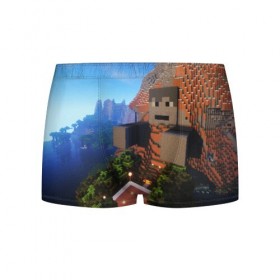 Мужские трусы 3D с принтом MINECRAFT в Ухте, 50% хлопок, 50% полиэстер | классическая посадка, на поясе мягкая тканевая резинка | Тематика изображения на принте: craft | creeper | dungeon | dungeons | earth | game | logo | mine | minecraft | mobile | online | дунгеонс | земля | зомби | игра | крипер | лого | майкрафт | майнкрафт | мобайл | онлайн | подземелье | подземелья