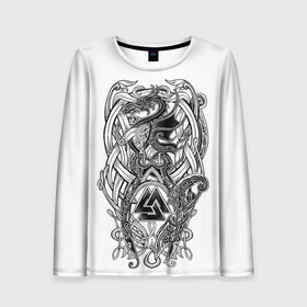 Женский лонгслив 3D с принтом Язычество в Ухте, 100% полиэстер | длинные рукава, круглый вырез горловины, полуприлегающий силуэт | ethnic | folk | runes | slav | викинги | руны | русь | символ одина | скандинавия | славяне | фолк | фольклор | этника | этно | язычество