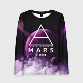 Женский лонгслив 3D с принтом 30 SECONDS TO MARS в Ухте, 100% полиэстер | длинные рукава, круглый вырез горловины, полуприлегающий силуэт | 30 seconds to mars | 30 секунд до марса | джаред лето