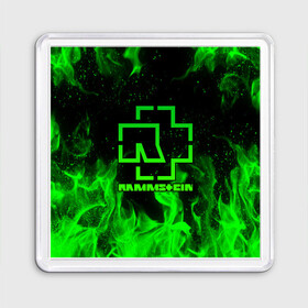 Магнит 55*55 с принтом RAMMSTEIN FIRE | РАМШТАЙН ОГОНЬ в Ухте, Пластик | Размер: 65*65 мм; Размер печати: 55*55 мм | rammstein | рамштайн