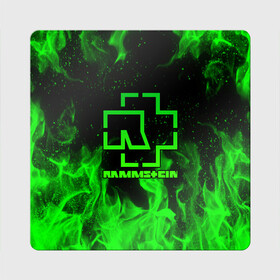 Магнит виниловый Квадрат с принтом RAMMSTEIN FIRE | РАМШТАЙН ОГОНЬ в Ухте, полимерный материал с магнитным слоем | размер 9*9 см, закругленные углы | rammstein | рамштайн