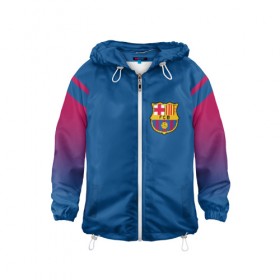 Детская ветровка 3D с принтом FC BARCA в Ухте, 100% полиэстер | подол и капюшон оформлены резинкой с фиксаторами, по бокам два кармана без застежек, один потайной карман на груди | Тематика изображения на принте: 