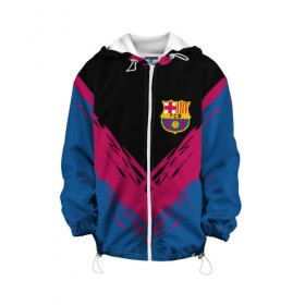Детская куртка 3D с принтом FC BARCA в Ухте, 100% полиэстер | застежка — молния, подол и капюшон оформлены резинкой с фиксаторами, по бокам — два кармана без застежек, один потайной карман на груди, плотность верхнего слоя — 90 г/м2; плотность флисового подклада — 260 г/м2 | Тематика изображения на принте: barcelona | fc barca | барка | барселона