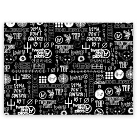 Поздравительная открытка с принтом TWENTY ONE PILOTS в Ухте, 100% бумага | плотность бумаги 280 г/м2, матовая, на обратной стороне линовка и место для марки
 | 21 pilots | 21p | bandito | blurryface | chlorine | joshua | ned | top | trench | twenty one pilots | tyler | бандито | нэд | тренч