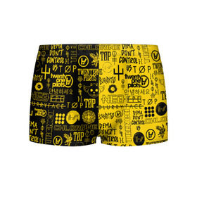 Мужские трусы 3D с принтом TWENTY ONE PILOTS в Ухте, 50% хлопок, 50% полиэстер | классическая посадка, на поясе мягкая тканевая резинка | Тематика изображения на принте: 21 pilots | 21p | bandito | blurryface | chlorine | joshua | ned | top | trench | twenty one pilots | tyler | бандито | нэд | тренч