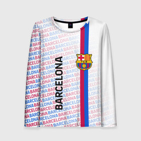 Женский лонгслив 3D с принтом BARCELONA в Ухте, 100% полиэстер | длинные рукава, круглый вырез горловины, полуприлегающий силуэт | barca | barsa | barselona | fc barcelona | leo messi | neimar | neymar | барселона | лионель месси | неймар | нэмар | футбол.