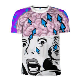 Мужская футболка 3D спортивная с принтом DedSec в Ухте, 100% полиэстер с улучшенными характеристиками | приталенный силуэт, круглая горловина, широкие плечи, сужается к линии бедра | dedsec | watch dogs 2 | игра | игры | лицо | мозг