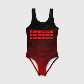 Детский купальник 3D с принтом RAMMSTEIN в Ухте, Полиэстер 85%, Спандекс 15% | Слитный крой, подклад по переду изделия, узкие бретели | lindemann | rammstein | рамштайн | тилль линдеманн