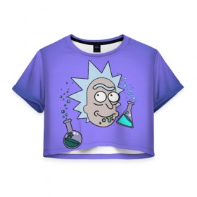 Женская футболка Cropp-top с принтом Smart Rick в Ухте, 100% полиэстер | круглая горловина, длина футболки до линии талии, рукава с отворотами | c 137 | morty | morty smith | portal | rick | rick and morty | rick sanchez | sanchez | smith | морти | морти смит | портал | рик | рик и морти | рик санчез | санчез | смит