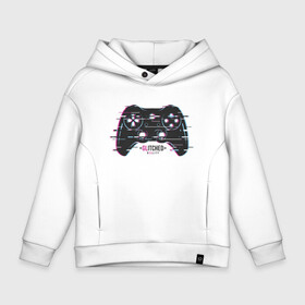 Детское худи Oversize хлопок с принтом <GLITCHED REALITY> в Ухте, френч-терри — 70% хлопок, 30% полиэстер. Мягкий теплый начес внутри —100% хлопок | боковые карманы, эластичные манжеты и нижняя кромка, капюшон на магнитной кнопке | game | gamer | glitch | glitched | reality | глитч | глич | джойстик | игрок | игромир | игры | стрим | стример